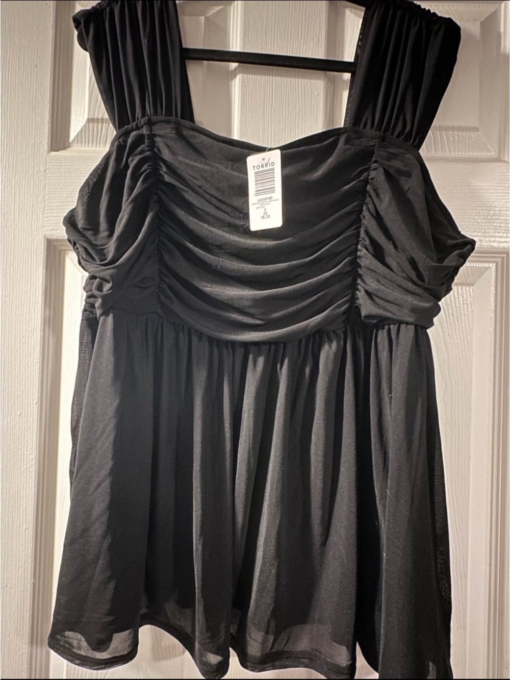 Torrid NWT Black Ruched Babydoll Tank Top